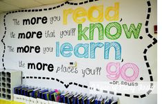 a classroom wall that has some writing on it