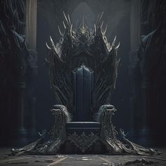 the iron throne is sitting in front of two pillars and an entrance to another room