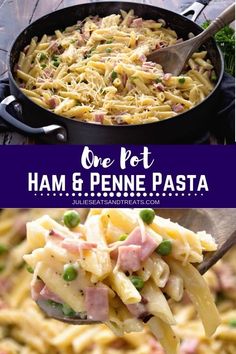 one pot ham and penne pasta with peas