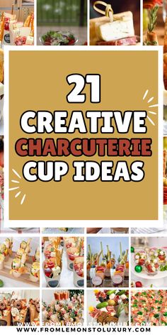 collage of pictures with the words 21 creative charlotte cup ideas