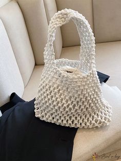 BirdinBag - Compact Coastal Tote: Stylish and Versatile Beach Vacation Bucket Bag White Hobo Bag For Beach Season, White Hobo Bag For The Beach, Casual White Hobo Bag For Beach Season, White Beach Hobo Bag With Adjustable Strap, White Summer Hobo Bucket Bag, White Hobo Tote Bag For Beach, White Summer Bucket Hobo Bag, White Tote Hobo Bag For Beach, White Hobo Shoulder Bag For Beach Season