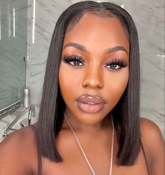 Middle Part Bob, Straight Bob Wig, Makeup Tip, Hair Indian, Face Card, Lace Closure Wig, Middle Part, Makeup For Black Women