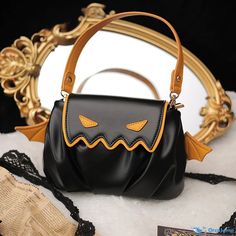 OrcaJump - Halloween-inspired PU Leather Handbag - Stylishly Embrace the Festive Spirit with this Charming Pumpkin Design Halloween Satchel Bags, Black Rectangular Bag For Halloween, Rectangular Black Bag For Halloween, Black Novelty Bag For Everyday Use, Gothic Shoulder Bag For Halloween Party, Black Shoulder Bag For Halloween Cosplay, Black Halloween Rectangular Shoulder Bag, Black Rectangular Shoulder Bag For Halloween, Halloween Shoulder Bag Gift