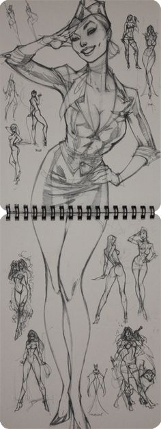 a drawing of a woman's body with various poses and hands on her hips