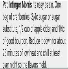 the ingredients for an apple cider are shown in this text message, which reads pati intringer morris it's easy as sin one bag of cranberries, 3 /