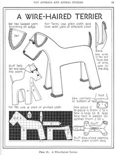 the instructions for wire - haired terrier paper dolls are shown in black and white