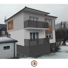 a two story house with balconies on the second floor