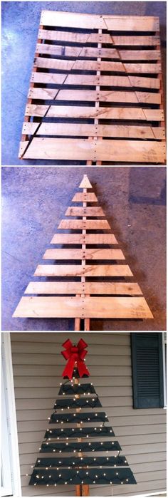 the steps to make a christmas tree out of pallets