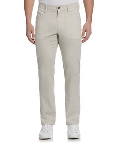 Take casual cool to the next level with these men’s pants by Cubavera. Timeless 5-pocket styling makes them a versatile addition to any contemporary wardrobe. Lightweight linen-blend fabric with added stretch ensures breathable comfort that moves with you. Plain weave fabrication makes these a durable choice that will hold up to everyday wear. Top them off with your favorite Cubavera button-down shirt to make a memorable impression. 52% Linen / 25% Viscose / 23% Polyester Classic Fit Based on cu Guayabera Shirt, Contemporary Wardrobe, Linen Bottoms, Mens Linen, Weave Pattern, Casual Trousers, Pocket Pants, Plain Weave, Natural Linen