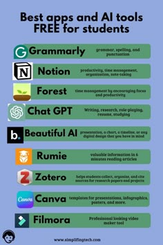 Best apps and AI tools free for students Websites For Articles, Study Apps For Students Free, Science Websites For Grades 6-12, Best Website For Students, Apps To Improve Vocabulary, Apps For Reminders, Aesthetic Apps For Students, Apps To Learn New Skills