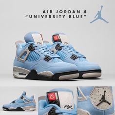 Air Jordan 4 University Blue, Jordan 4 University Blue, Air Jordan Basketball Shoes, Jordan Basketball Shoes, Nike Air Jordan 4, Colorful Sneakers, Kicks Shoes, Men Stylish Dress, Air Jordan 4