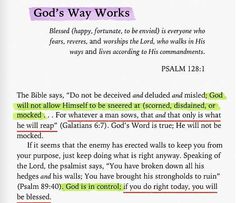 an open bible with the words god's way works