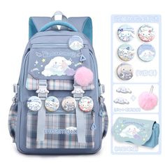 Cinnamoroll Backpack, Pochacco Cinnamoroll, Ariel Hair, Cartoon Anime Style, Kawaii Bags, My Melody Kuromi, Satchel Backpack, Cute School Supplies, Pencil Boxes