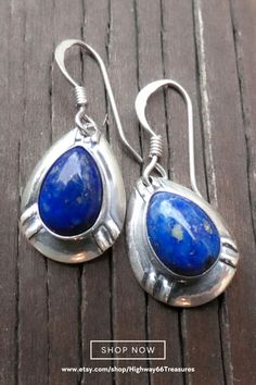 These Native American Navajo earrings are handmade with a Sterling Silver border that compliments the deep blue Lapis tones perfectly. These are lightweight and great for all day comfort! Navajo Earrings, Earrings Aesthetic, Something Blue Wedding, Wedding Day Jewelry, Rodeo Fashion, Cowgirl Chic, Blue Accessories