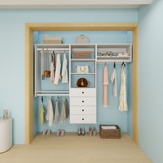 Livelylodge Modular Closet Storage System: Wall-Mounted Cabinet with 3 Hanging Rods and 4 Drawers Ideal for Bedroom Image 1 Kids Closet Design, Modular Closet, Closet Storage Systems, Armoire Dresser, Modular Closets, Wardrobe Systems, Modular Wardrobes, White Closet, Closet Organizing Systems