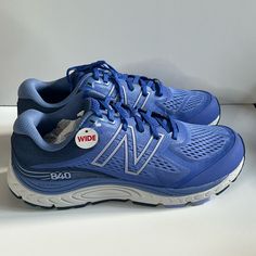 Nwt New Balance Women's 840 V5 Running Sneakers Color Aura/Moon Shadow/Vibrant Violet Size 11.5w Blue Breathable Walking Shoes For Marathon, Blue Lace-up Marathon Sneakers, Blue Lace-up Sneakers For Marathon, Blue Walking Shoes With Air Max Cushioning, Blue Running Sneakers With Ortholite Insole, Blue New Balance Running Shoes For Jogging, Blue Round Toe Running Shoes For Marathon, New Balance Blue Running Shoes For Sports, New Balance Blue Walking Shoes With Round Toe