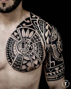 Tatau Tattoo, Mayan Tattoos, Aztec Tattoo Designs, Maori Tattoos, Polynesian Tattoo Designs, Marquesan Tattoos, Maori Tattoo Designs, Aztec Tattoo, Chest Piece Tattoos