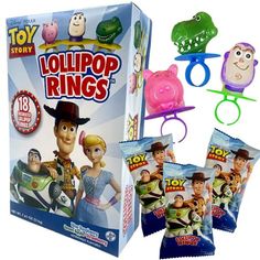 the toy story lollipop rings are in their packaging