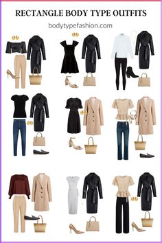 Fashion Style For Rectangle Body Shape, Capsule Wardrobe For Rectangle Shape, Rectangle Style Guide, Clothes For Rectangular Body Shape, Rectangle Body Capsule Wardrobe, Tall Rectangle Body Shape Outfits, Rectangle Capsule Wardrobe, How To Dress Rectangle Body Shape Outfit, Capsule Wardrobe Rectangle Body Shape