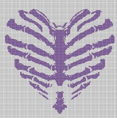 a cross stitch pattern with an image of a purple bird on it's wings