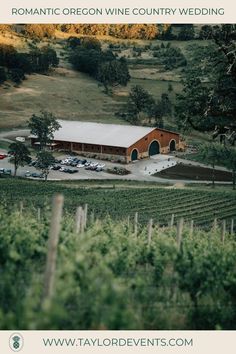 an aerial view of a winery with cars parked in the driveway