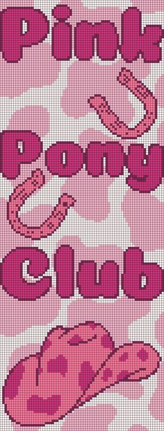 a cross stitch pattern with the words ponies, ponies and cloud on it