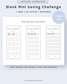 the printable blank mini saving challenge