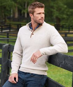 Westport Black Donegal Button Mock Pullover Sweater - Westport Big & Tall Classic Fall Henley With Button Cuffs, Classic Winter Henley With Button Closure, Classic Henley With Button Closure For Winter, Tall Sweater, Sweater Layering, Tall Guys, In The Fall, Big & Tall, Big And Tall