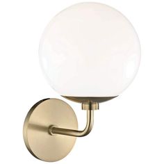 a wall light with a white glass ball on it