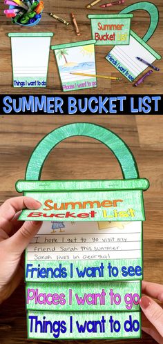 the summer bucket list for kids is shown with pictures and writing on it, along with other things to do