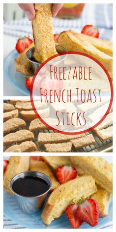 french toast sticks with strawberries and dipping sauce