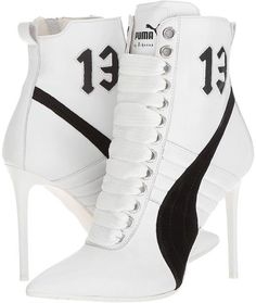 Puma High Heel Leather Rihanna Women's Shoes Nike High Heels, Black Lace Up Sandals, Rihanna Puma, Heels High Classy, Puma X Fenty, Red Bottom High Heels, High Heels Classy, White Leather Sandals