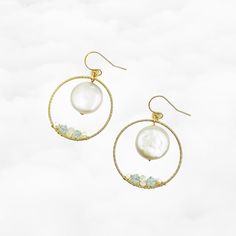 Invoke the mystery of the moon with these Moon Paradise earrings. This coin pearl's textured surface glows like the full moon on its brightest night. Style these up to feel like the legendary Chinese Goddess of the Moon, Chang'E, or dress them down for an everyday look. They're so versatile! In the Divine Land, Chinese people believe that life has a celestial origin. May these earrings remind you to never forget from whence we came.  Perfect accessory for celebrating the Chinese New Year! Style these chic, lunar earrings multiple ways--they look great paired with a cute top or a little black dress.  ⚜Item Specifics ❀ 14K Gold Filled Ear Wire ❀ Fresh Water Pearl Coin 16mm ❀ Cluster of Swarovski Crystals, Moonstone, and Seed Peals ❀ Diameter of Earrings Measures 1 inch ❀ Total Length 1.5 inc Moonstone Earrings With Moon Charm, Elegant Moonstone Earrings With Moon Charm, Chinese Meditation, Unique Pearl Necklace, Coin Pearls, Harper's Bazaar, Life Is A Journey, Ancient Chinese, Chinese Culture