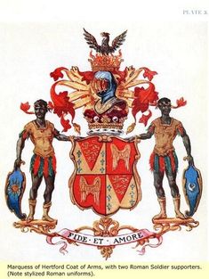 the coat of arms with two roman soldiers