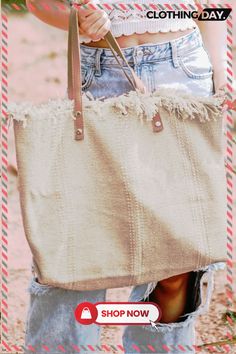 White Summer Vibes Distressed Canvas Large Tote Bag Trendy Distressed Bag For Daily Use, Casual Distressed Bags For Daily Use, Trendy Distressed Bag, Trendy Everyday Distressed Bag, Trendy Everyday Distressed Bags, Distressed Tote Shoulder Bag For Everyday Use, Everyday Distressed Tote Bag, Large Tote Bag, White Summer