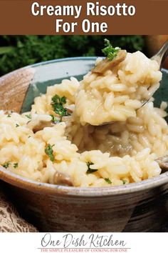 creamy risotto for one in a bowl