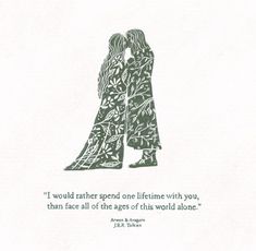 a couple kissing each other in front of a quote