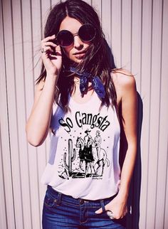 Country Deep So Gangsta natural color racerback next level tri blend tank top for country music festival lovers, and bohemian country style.  #texasstyle #muscletanktop #muscletanktopstyle #muscleteefashion #muscletee #southerngirlstyle #southerngirl #southernstyle  #countrygirl #countrydeep, #cowgirl #texasfashion  #thesouthmademe #willienelson #sogangsta #gansta #gangstashirt #gangstagirl #countryfashion #countrygirlfashion #countryandwestern #texasstyle #countryclothing #countymusicfestival Edm Outfits, Look Retro, Free People Clothing Boutique, Denim And Supply, Classy And Fabulous, Well Dressed, Cool Outfits