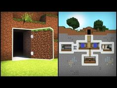 two different views of a house in minecraft, one with a door and the other with a window