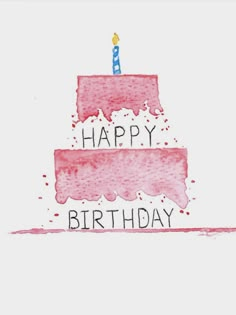 a drawing of a birthday cake with the words happy birthday written on it