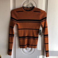 Never Worn, New With Tags Orange Tops For Night Out In Fall, Forever 21 Fitted Brown Top, Cream Colored Sweater, Olive Green Sweater, Tight Sweater, Waffle Knit Sweater, Pink Crewneck, Forever 21 Sweater, Fuzzy Sweater