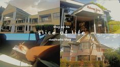 there is a collage of photos with the words slice of life above it and an image of a house