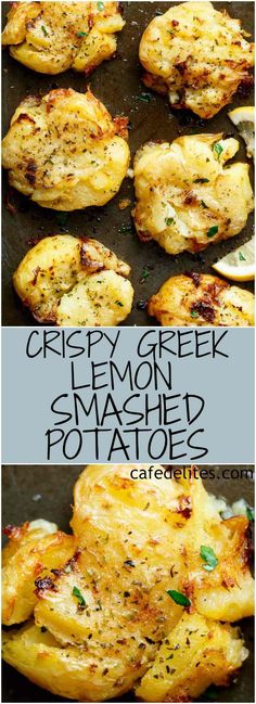 crispy greek lemon smashed potatoes