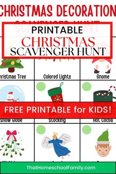 christmas decorations printable scavenger hunt for kids to play with and learn how to decorate