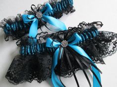 Wedding Turquoise, Black Lace Wedding, Black Garter