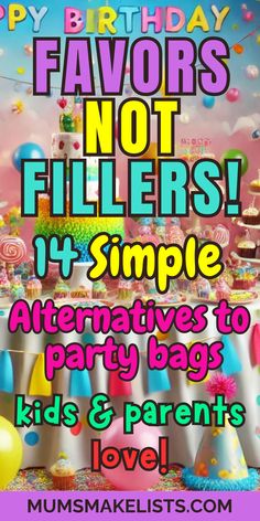 Favors not fillers! 14 Simple Alternatives to party bags kids and parents love!. Background image of kids' birthday party Party Animal Favor Ideas, Goodie Bags For First Birthday Party, Fall Party Goodie Bags For Kids, 13 Birthday Goody Bags, 80s Birthday Party Favors, Diy Party Bag Fillers, Birthday Favor For Classmates, Best Birthday Party Favors, Birthday Favors For Classmates