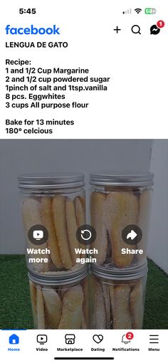 three jars filled with food sitting on top of a green carpeted floor next to each other