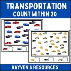 the transportation count within 20 worksheet for children to practice counting cars and trucks