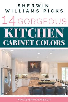 a kitchen with white cabinets and black chairs