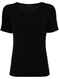 black modal blend stretch-jersey crew neck short sleeves straight hem This item contains at least 50% materials which are certified or widely recognised as having a lower environmental impact through production and/or manufacturing processes that reduce water consumption and the use of harmful chemicals, or re-use by-products of the production process. Learn more about what makes a product Conscious on our Conscious Criteria page Water Consumption, Yoko London, City Dress, Iconic Bags, Summer Beach Wear, Harmful Chemicals, Environmental Impact, Jersey Shirt, Ski Wear